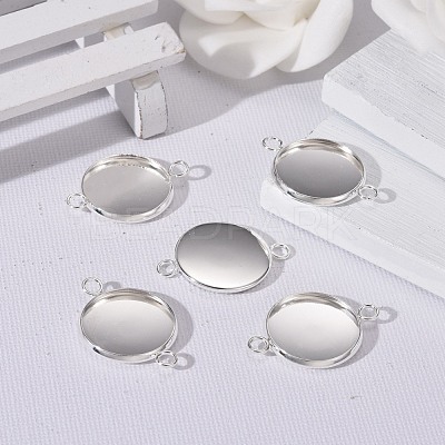 201 Stainless Steel Cabochon Connector Settings STAS-F191-15S-F-1