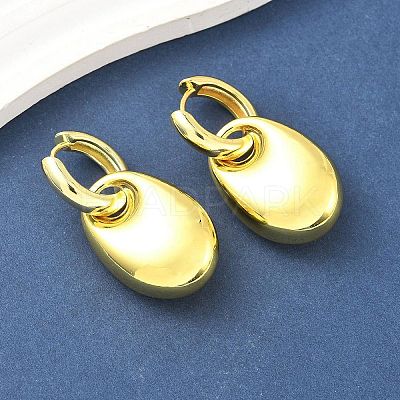 Oval Brass Hoop Earrings for Women EJEW-U057-06A-01G-1