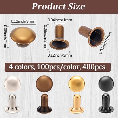 400 Bags 4 Colors Iron Snap Rivet Butt Screw IFIN-GF0001-64-1