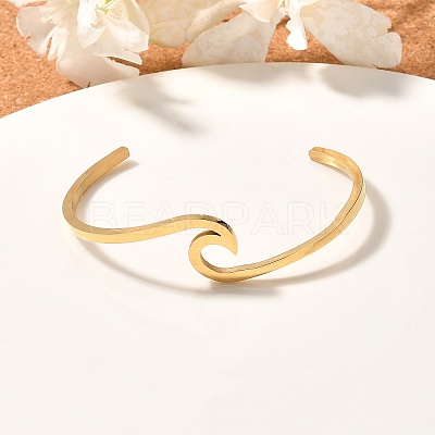 Ion Plating(IP) 304 Stainless Steel Cuff Bangles LS-BJEW-G611-01G-1