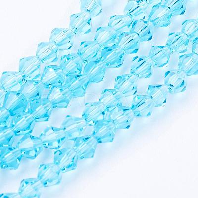 Light Sky Blue Glass Bicone Beads Strands X-GLAA-S026-06-1