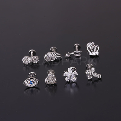Brass Micro Pave Clear Cubic Zirconia Cartilage Earrings WGF4DCF-01-1