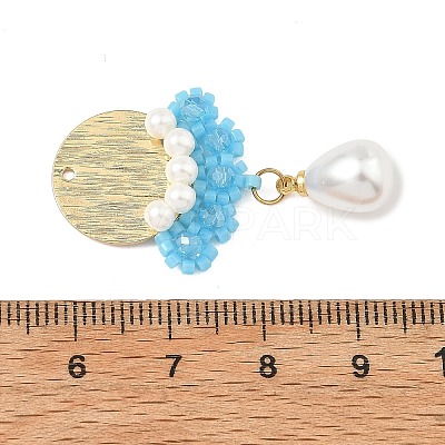 Glass Seed Beaded & ABS Plastic Imitation Pearl & Glass Pendants PALLOY-MZ01380-01-1