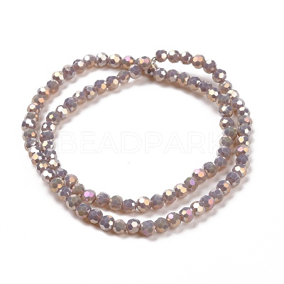 Faceted(32 Facets) Round Full Rainbow Plated Electroplate Glass Beads Strands EGLA-J130-FR12-1