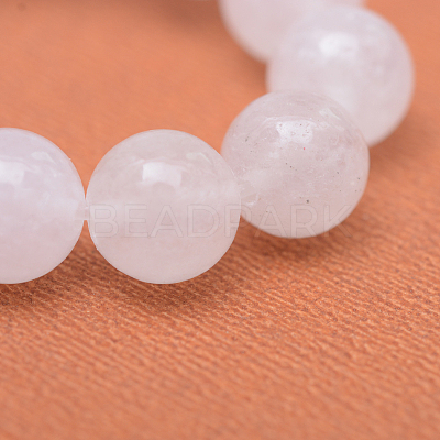Round Natural White Jade Bead Strands G-R345-8mm-06-1