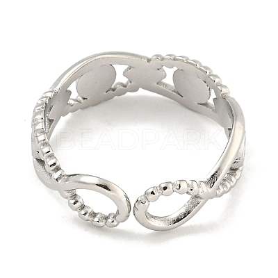 Tarnish Resistant 304 Stainless Steel Open Cuff Ring Components RJEW-A043-03P-1