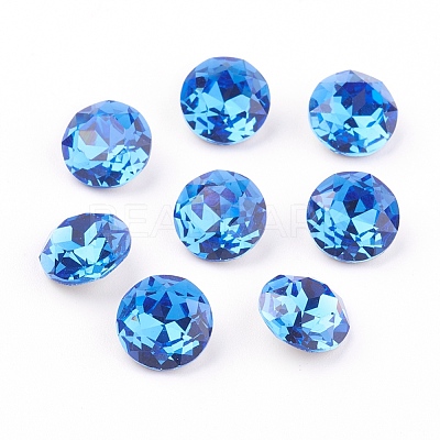 Pointed Back & Back Plated Glass Rhinestone Cabochons RGLA-J012-8mm-206-1