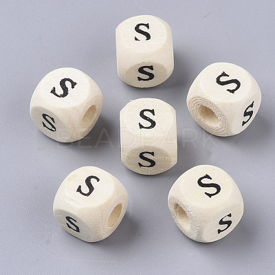 Printed Natural Wood Beads WOOD-T026-001S-1