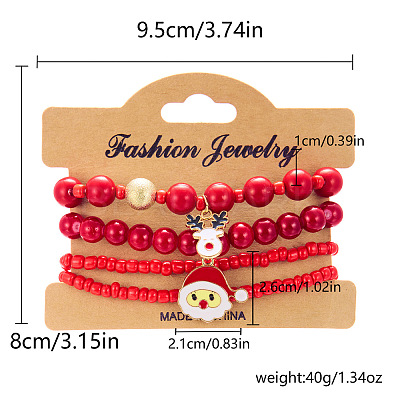 Christmas Acrylic Bead Stretch Bracelets Sets IC6084-4-1