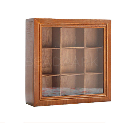 9 Grids Wooden Jewelry Storage Box WOCR-PW0003-50A-1