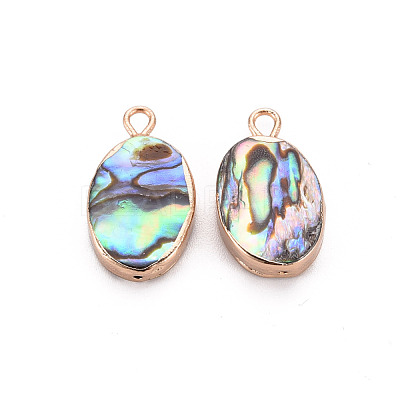 Electroplated Natural Abalone Shell/Paua Pendants SSHEL-T014-22-1