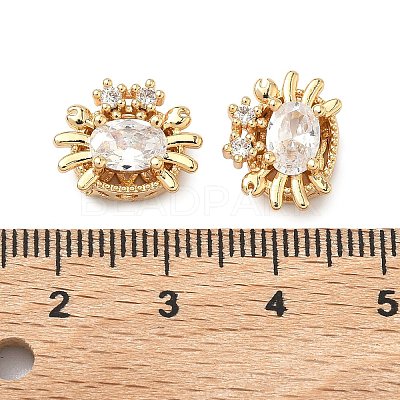 Brass Pave Cubic Zirconia Beads KK-A286-15G-01-1