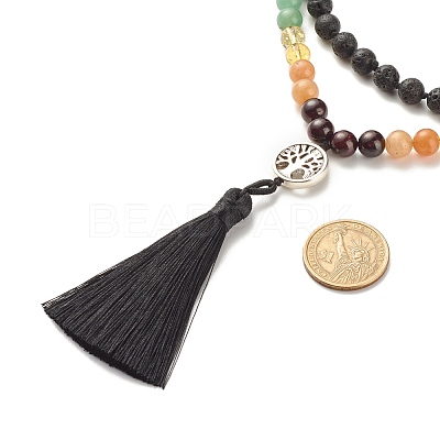 7 Chakra Gemstone Buddhist Necklace NJEW-JN03856-1