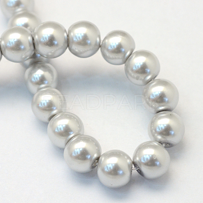 Baking Paint Pearlized Glass Pearl Round Bead Strands X-HY-Q330-8mm-62-1