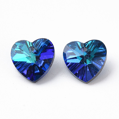 Heart Electroplated Glass Charms EGLA-N006-012-1