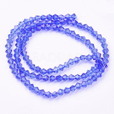 Faceted Bicone Blue Glass Beads Strands X-GLAA-S026-02-1