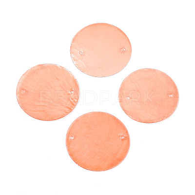 Spray Painted Natural Capiz Shell Disc Links Connector Charms SSHEL-T017-32G-1