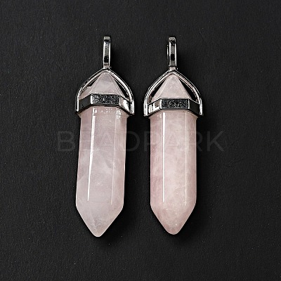 Natural Rose Quartz Double Terminated Pointed Pendants G-D415-12-1