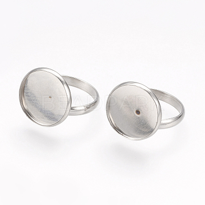 Tarnish Resistant Adjustable 304 Stainless Steel Finger Rings Components STAS-L193-P-16mm-1