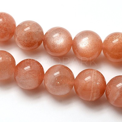 Grade AAA Natural Gemstone Sunstone Round Beads Strands G-E251-34-8mm-1