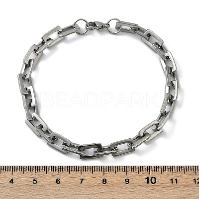 Tarnish Resistant Rectangle 201 Stainless Steel Chain Bracelets BJEW-N240-06P-1
