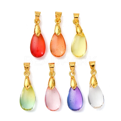 Gradient Color Baking Paint Transparent Glass Pendants PALLOY-JF04418-02-1