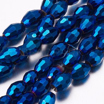 Full Plated Glass Faceted Rice Beads Strands GLAA-A030A-FP04-1