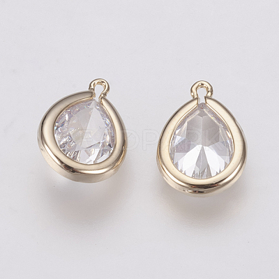 Brass Micro Pave Cubic Zirconia Charms X-ZIRC-F081-10G-1