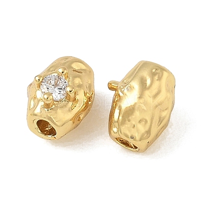 Brass Micro Pave Clear Cubic Zirconia Beads CU-CBAC675-08G-1
