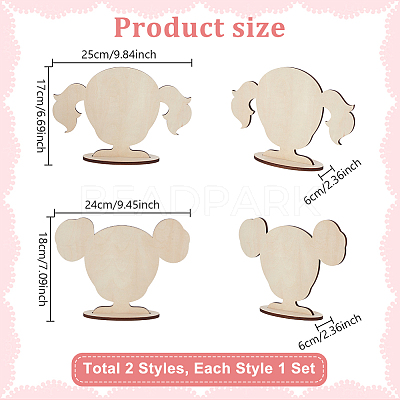 2 Bags 2 Styles Cute Girl Shaped Wood Hair Clip Holders ODIS-GA0001-74-1