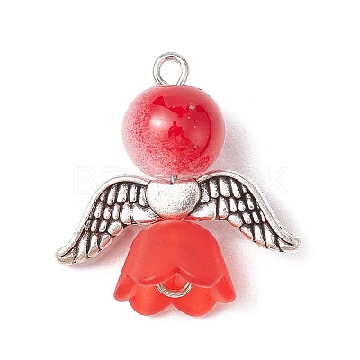 8Pcs 8 Color Glass Pendants PALLOY-JF02282-1