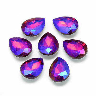 Pointed Back Glass Rhinestone Cabochons RGLA-T017-13x18mm-03-1