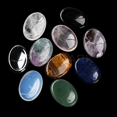 Natural & Synthetic Mixed Gemstone Oval Worry Stone G-R487-01-1