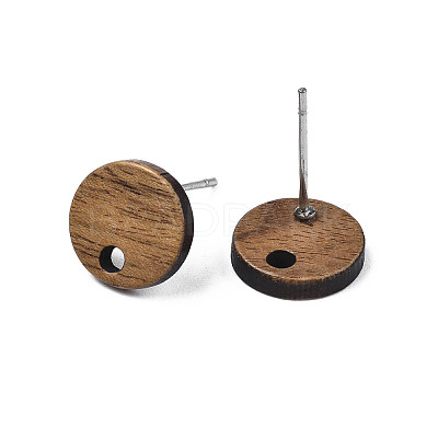 Walnut Wood Stud Earring Findings X-MAK-N032-043A-1
