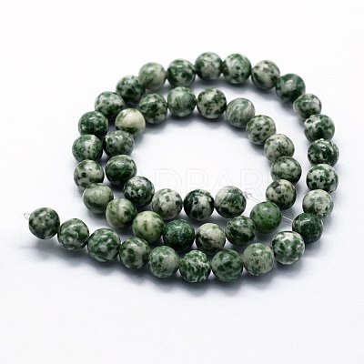 Natural Green Spot Jasper Beads Strands X-G-I199-30-10mm-1
