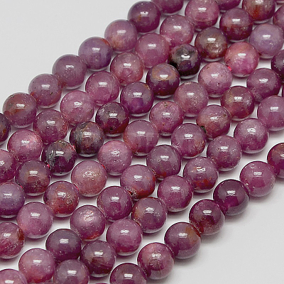 Natural Gemstone Ruby Round Beads Strands G-O017-8mm-06-1