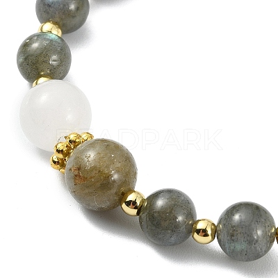 Natural Labradorite & White Jade & Rhodonite Beaded Bracelets for Women BJEW-JB13618-1