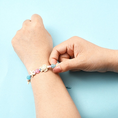 Synthetical Turquoise & Glass Beads Bracelets BJEW-FS00021-1