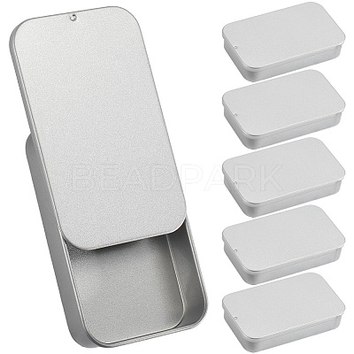 6Pcs Slide Top Tinplate Trinket Storage Boxes CON-SP0001-23F-1