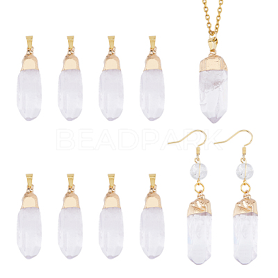 8Pcs Natural Quartz Crystal Double Terminal Pointed Pendants G-BC0001-53G-1