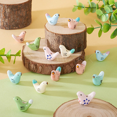14Pcs 7 Colors Handmade Porcelain Beads PORC-TA0001-18-1