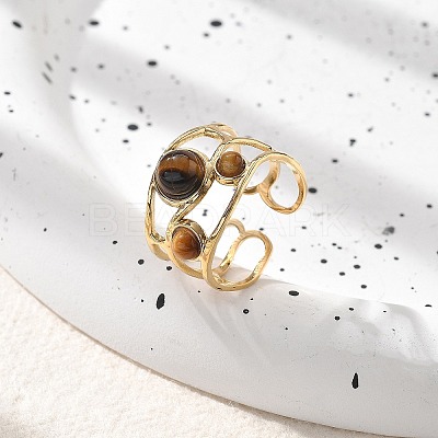 Natural Tiger Eye Finger Rings STAS-Z112-05G-03-1