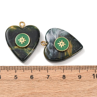 304 Stainless Steel Resin Pendants STAS-F352-07A-02-1