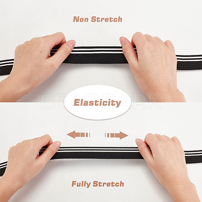 4Pcs 2 Colors 95% Elastic Fiber & 5% Spandex Stripe Pattern Polyester Ribbing Fabric for Cuffs OCOR-BC0006-50-1