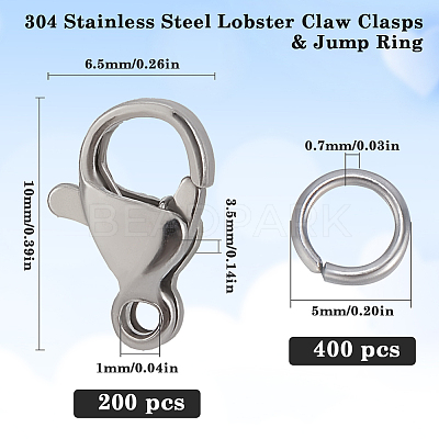 304 Stainless Steel Lobster Claw Clasps STAS-SP0001-74A-1
