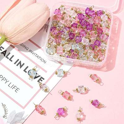 100Pcs Clear Acrylic Faceted Cube Connector Charms PALLOY-FS00042-01-1
