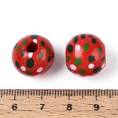 Spray Painted Schima Wood Beads WOOD-T032-36F-1