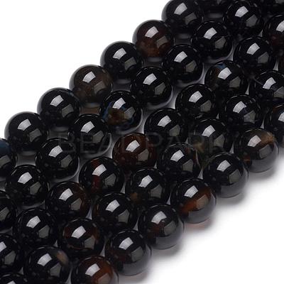 Natural Black Agate Beads Strands X-G-L555-04-8mm-1