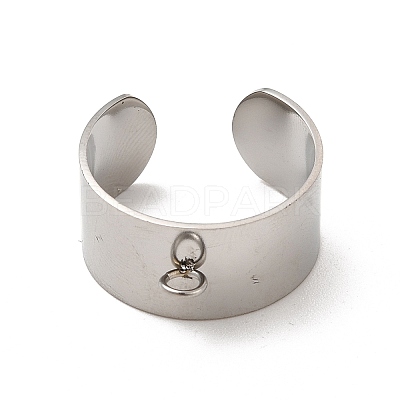 Non-Tarnish 304 Stainless Steel Open Cuff Ring Components STAS-C067-01B-P-1
