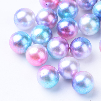 Rainbow Acrylic Imitation Pearl Beads OACR-R065-8mm-A02-1